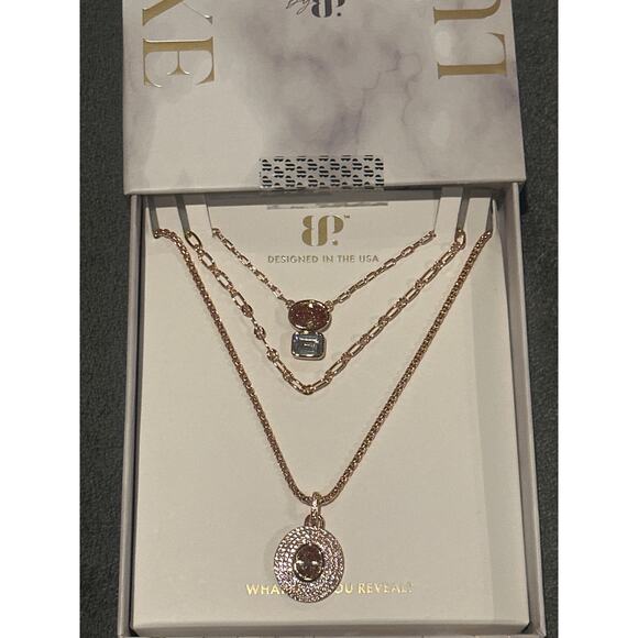 Bomb Party Jewelry - Bomb Party Summer 2025 Luxe Layers “Layered To Perfection” NK81249 CZ Rose Gold